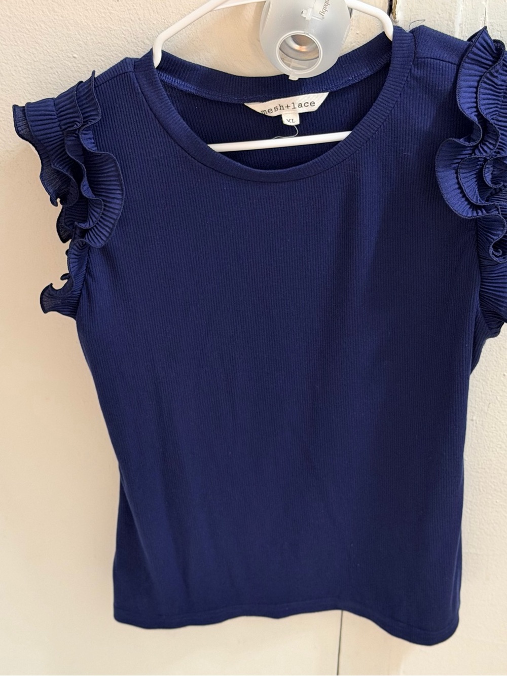 Fresh+Lace Girls' Navy Ruffle Tank Top